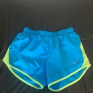 Nike Dri-fit blue and green shorts